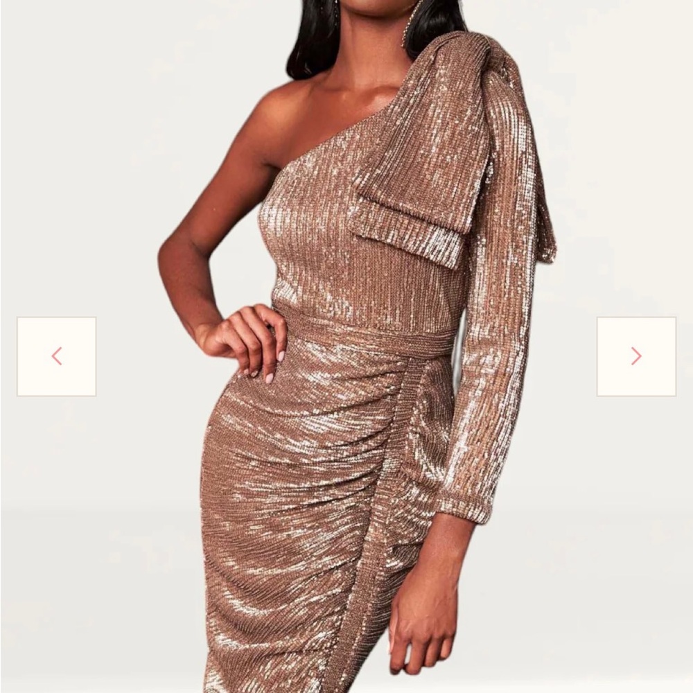 Elegant One-Shoulder Metallic Dress